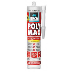 BISON POLY MAX crystal express 300g Čiré rychleschnoucí montážní lepidlo na bázi MS Polymeru