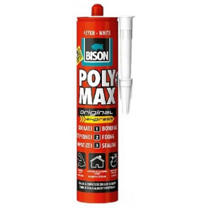 BISON POLY MAX original express 425g Bílé rychleschnoucí montážní lepidlo na bázi MS Polymeru 